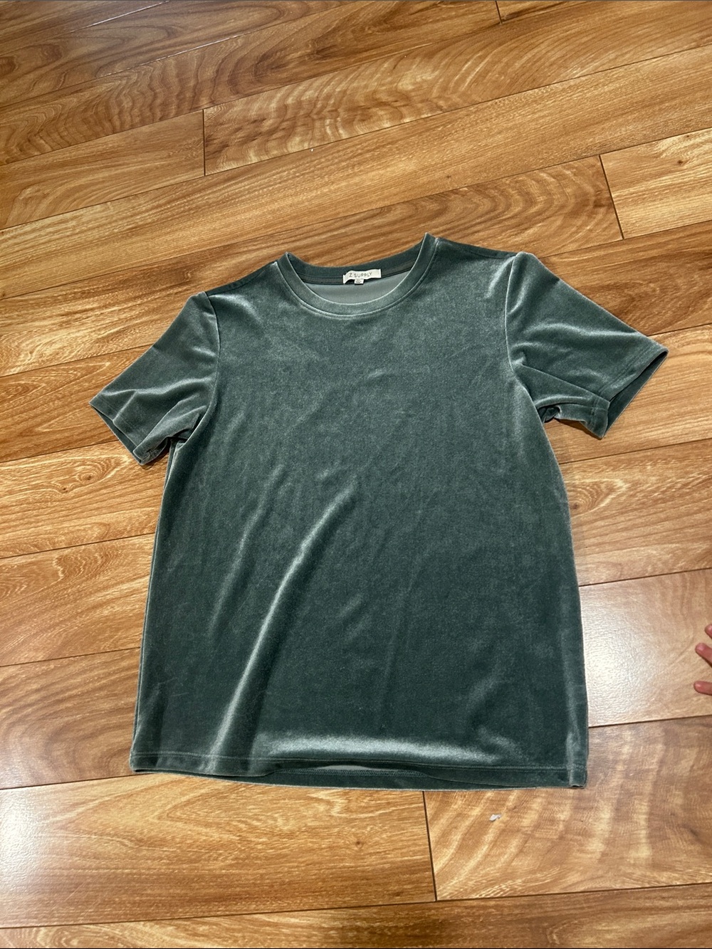 Velvet Short Sleeve Tee in Sage Green
